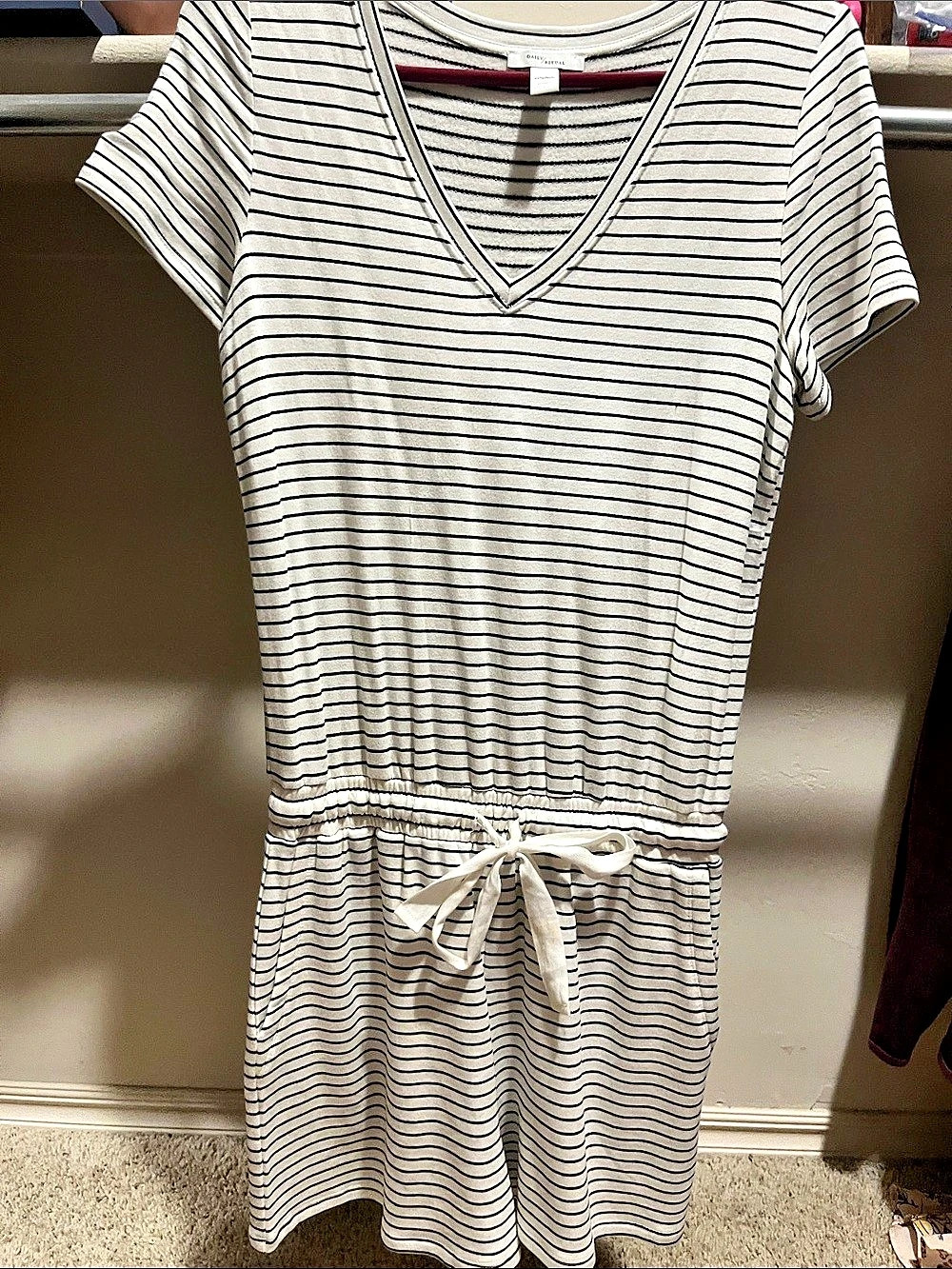 Daily Ritual Striped romper in White & Black